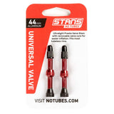 Stans No Tubes, Tubeless Valves, Tubeless Valve, Presta, 44mm, Red, Pair