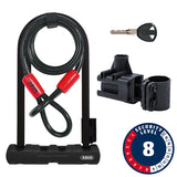 Abus, Ultra 410K + Cobra, U-Lock, Key, 12mm, 170x230mm, 6.7''x9'', Black